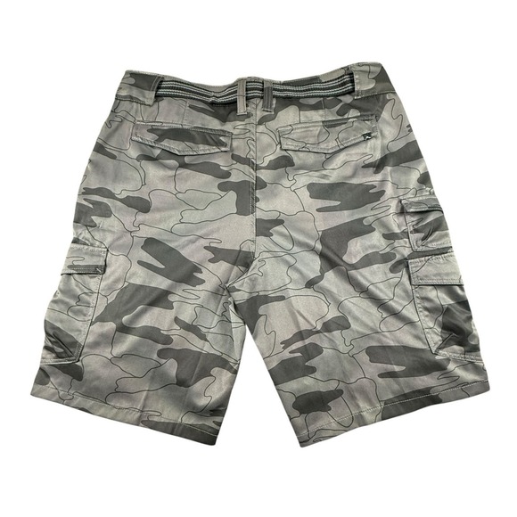 DENALI Mens 36 Gray Jigsaw Camo Cargo Shorts Belted Performance Stretch - Picture 3 of 14